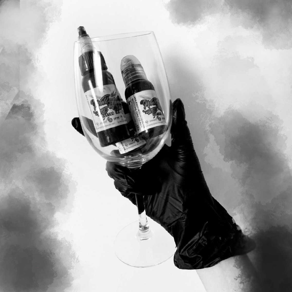 tattoo ink in wineglass